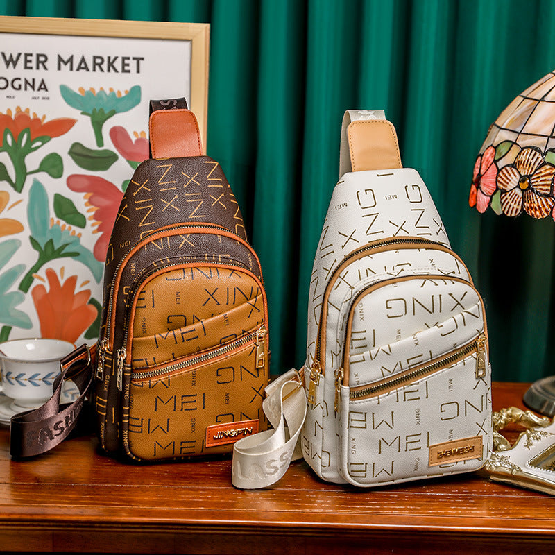 Printed Crossbody Bag Fashion Letters for Daily Use and Street Style - Teleplus chest bag fashion printed crossbody