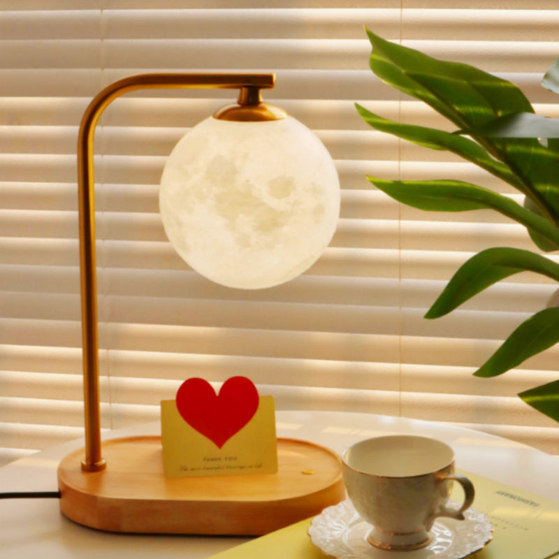 Printed Lunar Light with Wooden Body and Dual Color LED Dimming - Teleplus printed lunar light led headboard