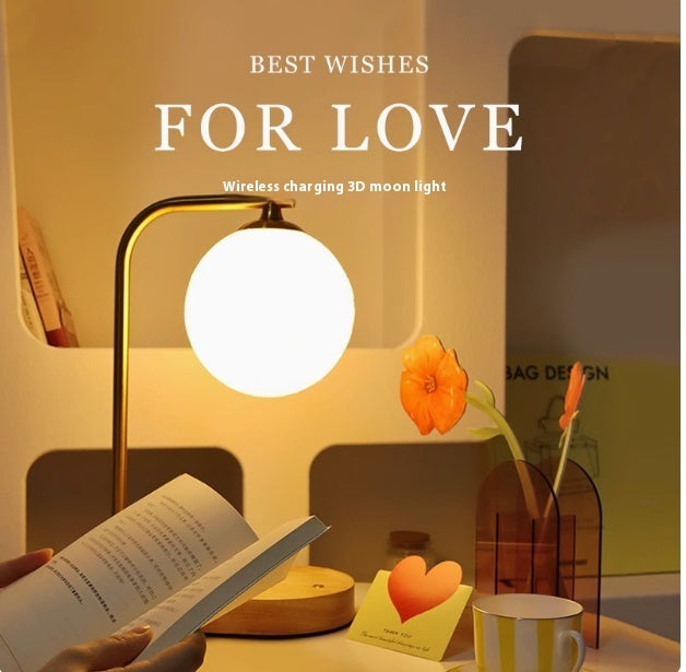 Printed Lunar Light with Wooden Body and Dual Color LED Dimming - Teleplus printed lunar light led headboard