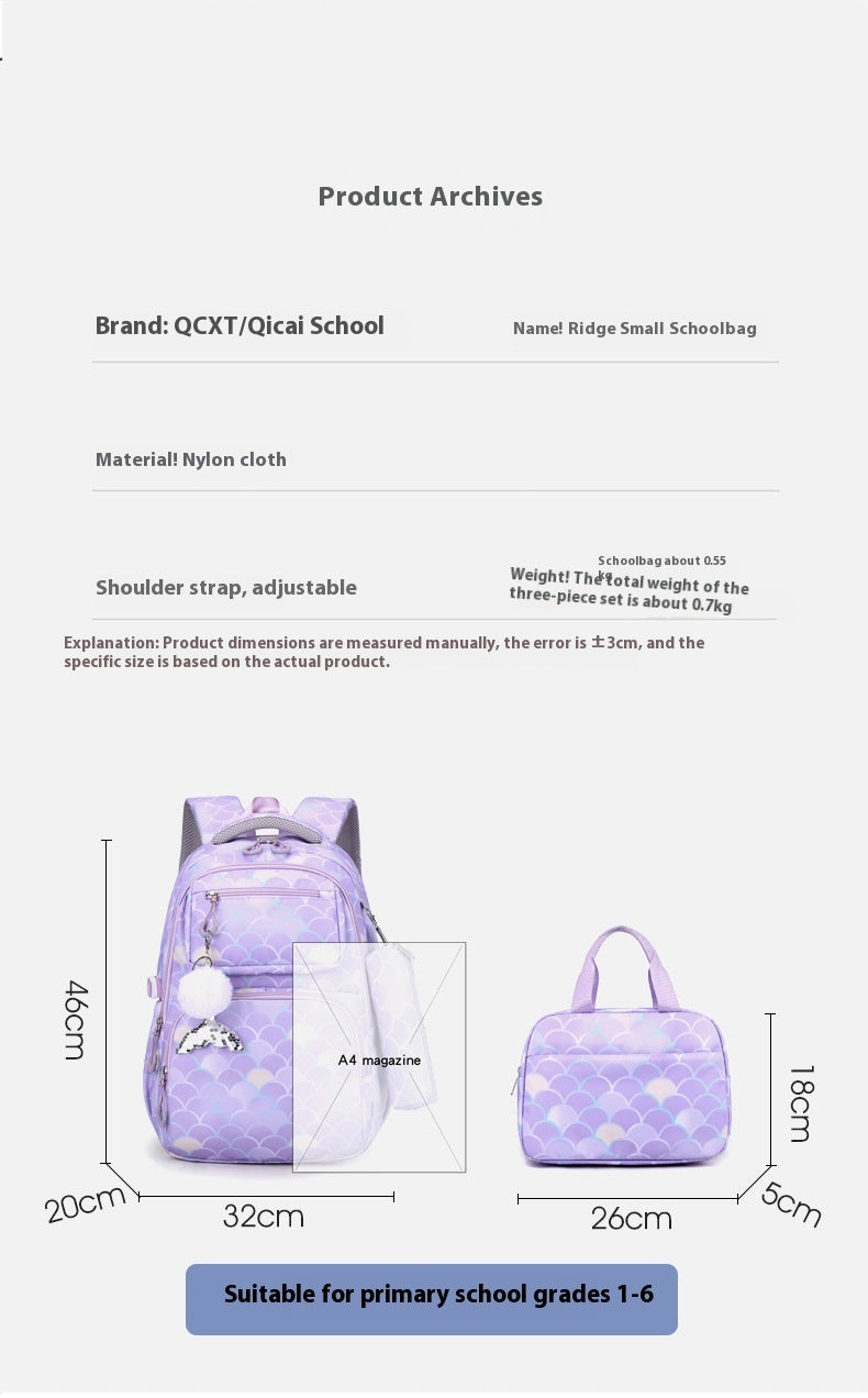 Printed Primary School Student Schoolbags Burden Alleviation Waterproof - Three-Piece Set That Makes Schoolbag Woes