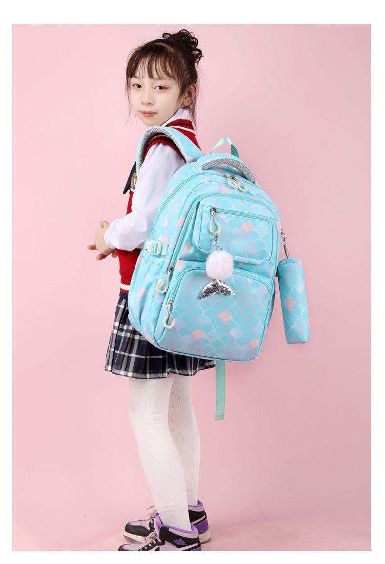 Printed Primary School Student Schoolbags Burden Alleviation Waterproof - Three-Piece Set That Makes Schoolbag Woes