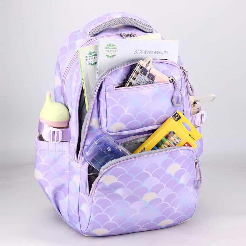 Printed Primary School Student Schoolbags Burden Alleviation Waterproof - Three-Piece Set That Makes Schoolbag Woes