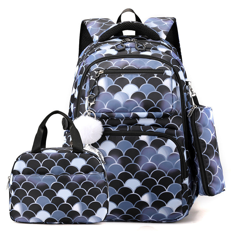 Printed Primary School Student Schoolbags Burden Alleviation Waterproof - Three-Piece Set That Makes Schoolbag Woes