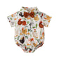 Printed Short Sleeve Lapel Bow Shirt Jumpsuit - Baby’s Short Sleeve Jumpsuit for Tiny Trendsetters