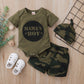 Camouflage Army Green Baby Shorts Outfit for United States and CHF - Camo Cuties Unleashed Tiny Troopers Style Set