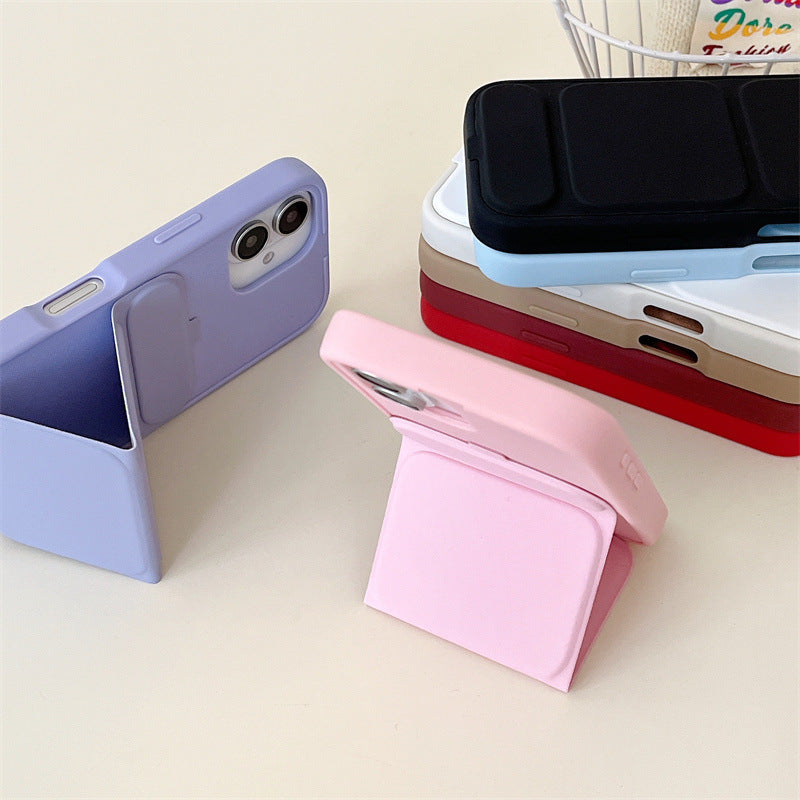 Pro Max iPhone13 Flip Bracket Case Anti-Fall TPU Solid Color Cover - pro max iphone13 iphone14 iphone15 iphone16 solid