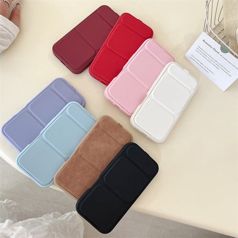 Pro Max iPhone13 Flip Bracket Case Anti-Fall TPU Solid Color Cover - pro max iphone13 iphone14 iphone15 iphone16 solid