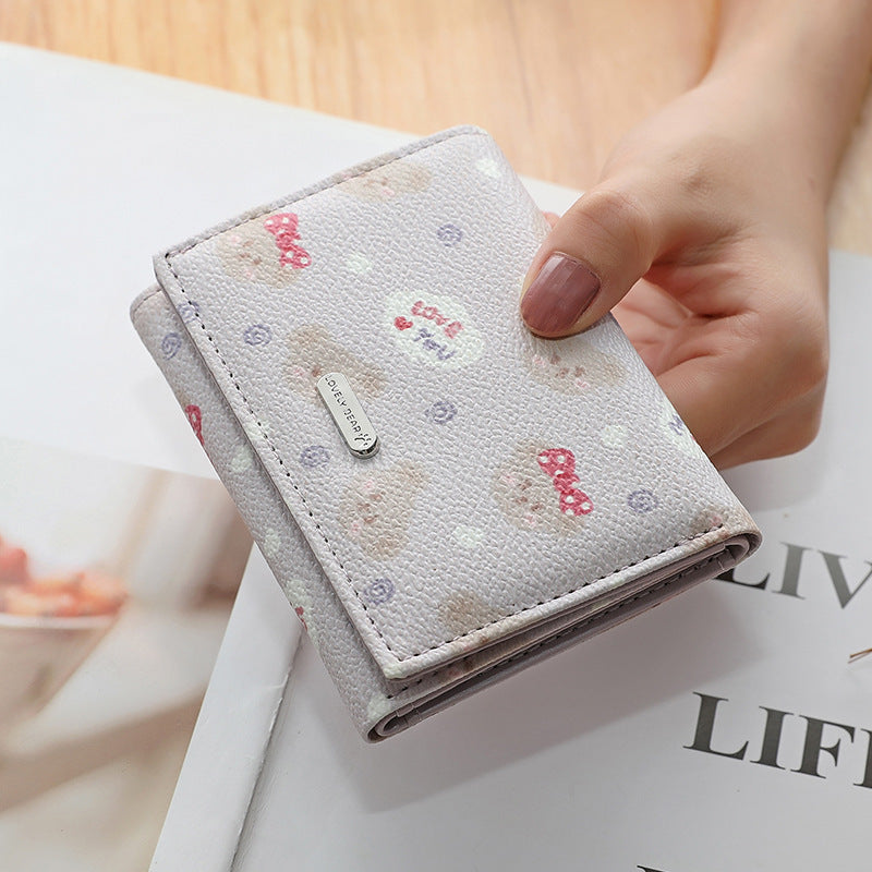 PU Fashion Print Wallet in Multiple Colors for United States and CHF Markets - Bear-y Cute Trendsetting Students united