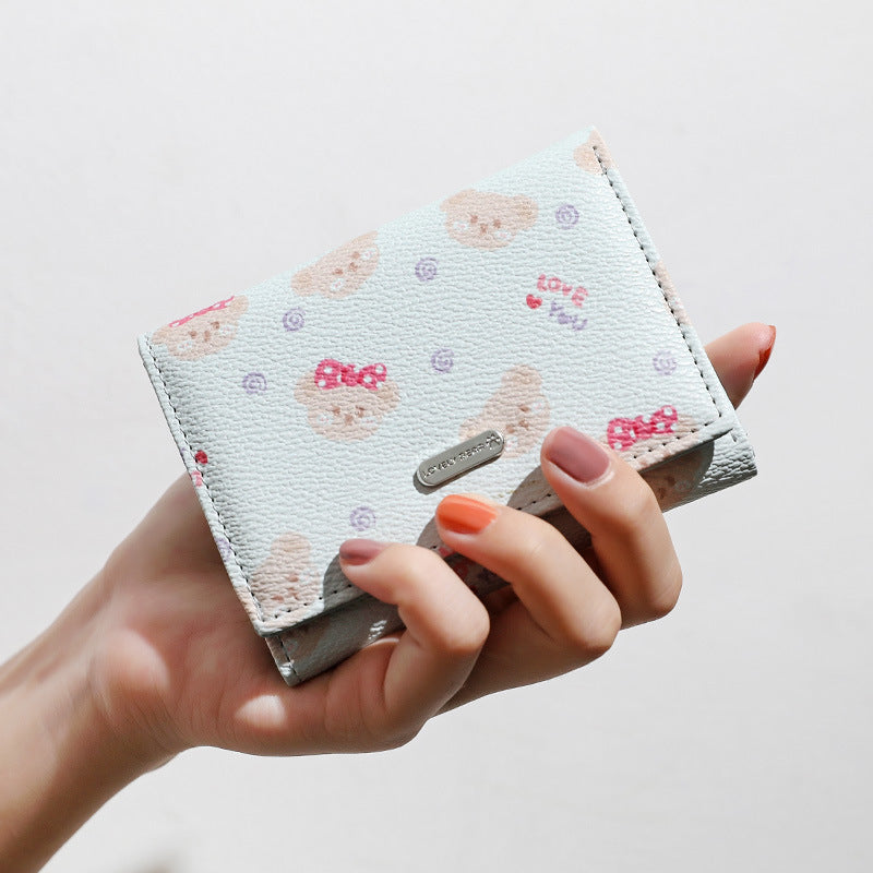 PU Fashion Print Wallet in Multiple Colors for United States and CHF Markets - Bear-y Cute Trendsetting Students united