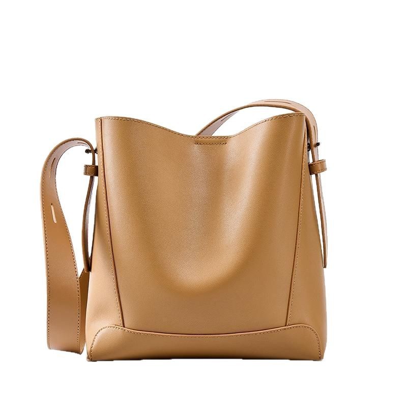 PU Leather Barrel Shoulder Bag with Split Pocket Neutral Tote Handbag - Teleplus
