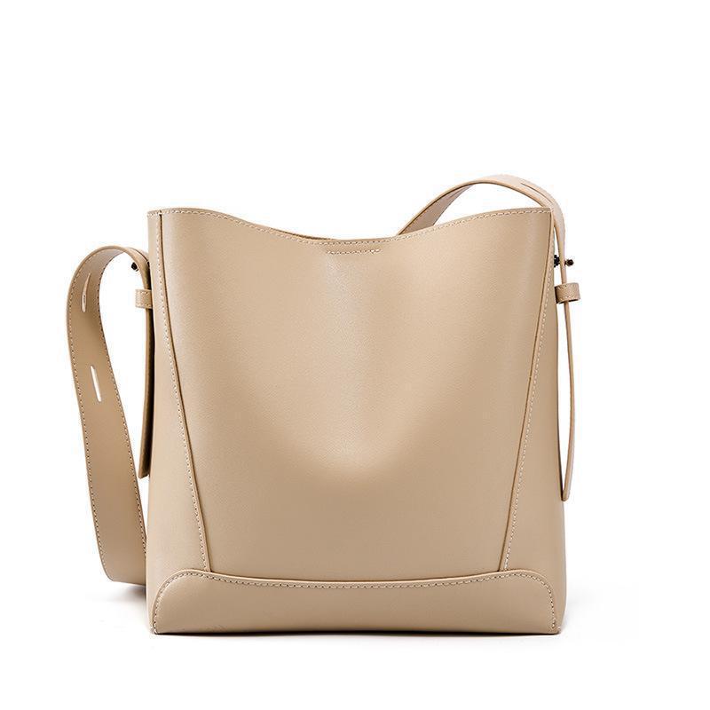 PU Leather Barrel Shoulder Bag with Split Pocket Neutral Tote Handbag - Teleplus