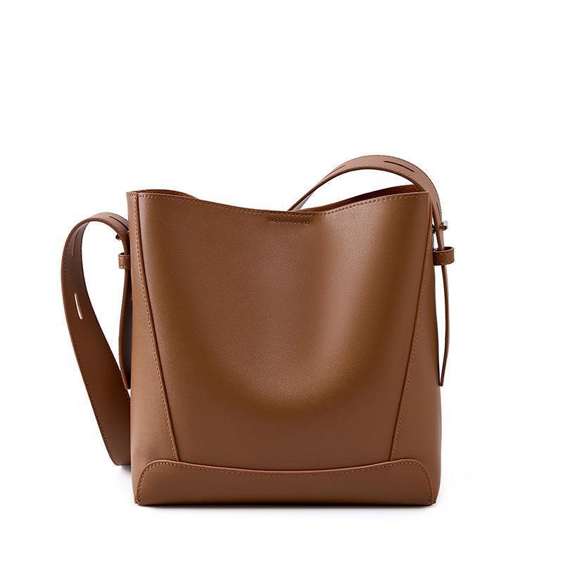 PU Leather Barrel Shoulder Bag with Split Pocket Neutral Tote Handbag - Teleplus
