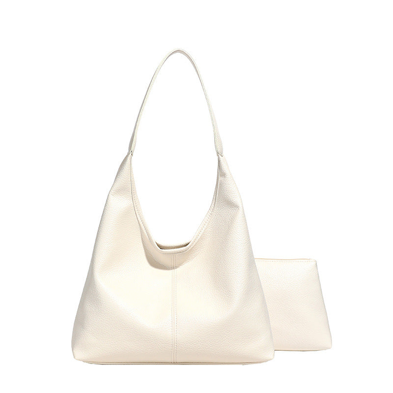 PU Leather Bucket Bag with Zipper Pockets Large Capacity Handbag for Women - Teleplus