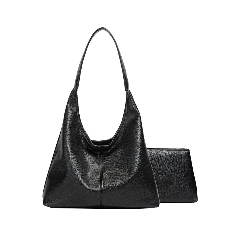 PU Leather Bucket Bag with Zipper Pockets Large Capacity Handbag for Women - Teleplus