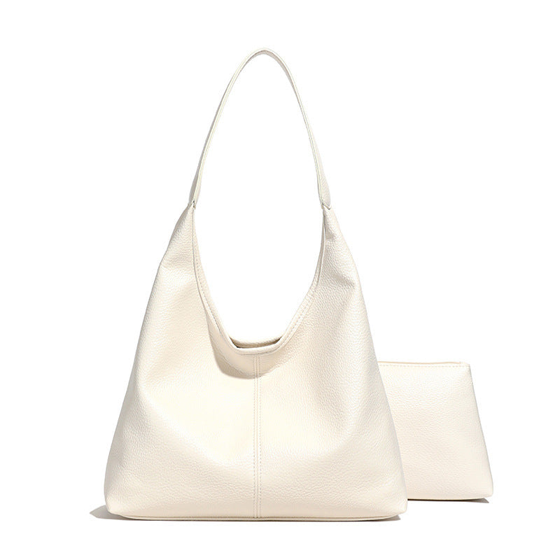 PU Leather Bucket Bag with Zipper Pockets Large Capacity Handbag for Women - Teleplus