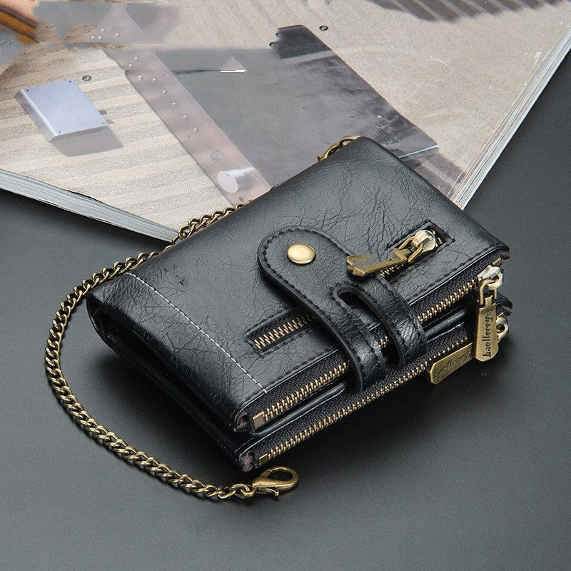 PU Leather Luggage Wallet with Zipper Buckle for United States Travel - Snazzy With Zippers For the Stylish Man united