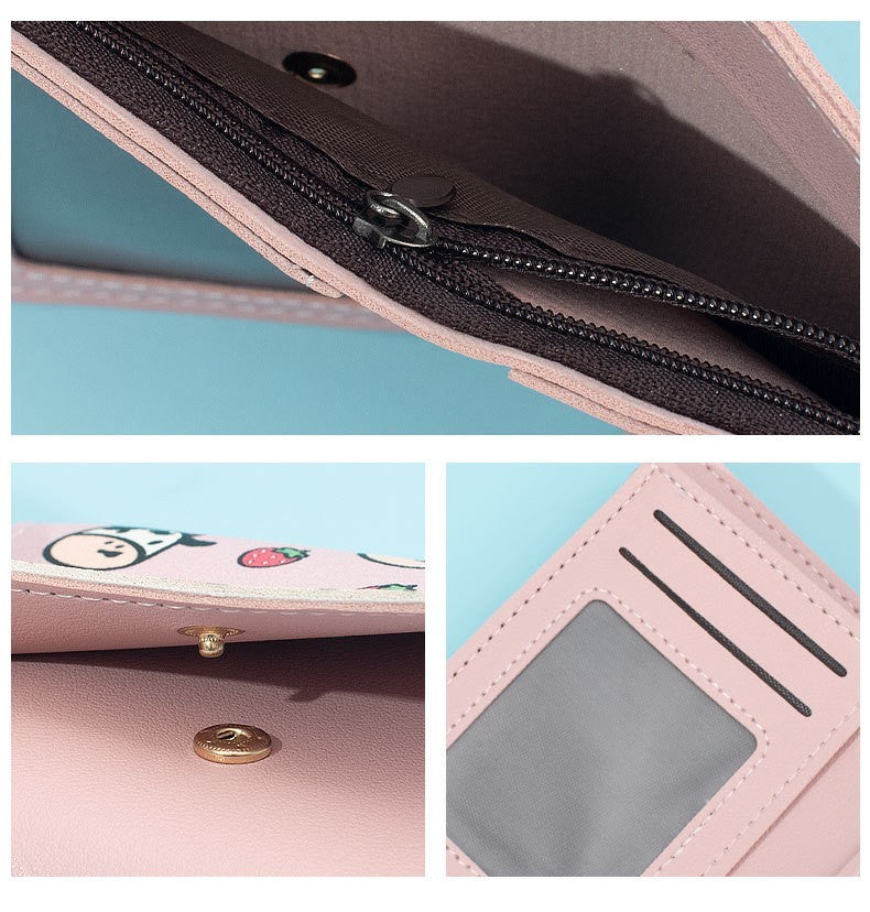 PU Leather Multi Card Wallet with Hidden Compartments for United States and CHF - Purse Perfect Pink Cow Enthusiasts