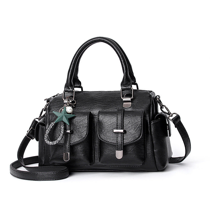 PU Leather Shoulder Bag with Zipper Compartments for Women Multiple Colors - Multi-Color Purse