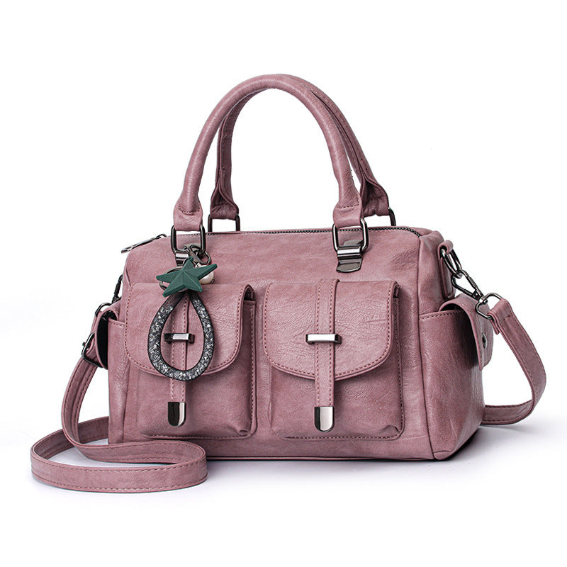 PU Leather Shoulder Bag with Zipper Compartments for Women Multiple Colors - Multi-Color Purse