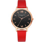 PU leather strap rose gold fashion casual fashion watch ladies black dial watch female models - Rose Gold PU Leather