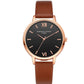 PU leather strap rose gold fashion casual fashion watch ladies black dial watch female models - Rose Gold PU Leather