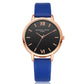 PU leather strap rose gold fashion casual fashion watch ladies black dial watch female models - Rose Gold PU Leather