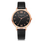 PU leather strap rose gold fashion casual fashion watch ladies black dial watch female models - Rose Gold PU Leather