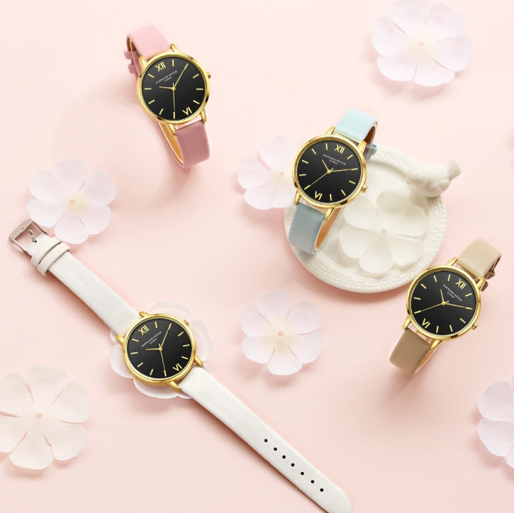 Rose Gold Waterproof Quartz Watch for United States with CHF Movement - PU Leather Women Black Dial united states chf