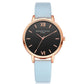 PU leather strap rose gold fashion casual fashion watch ladies black dial watch female models - Rose Gold PU Leather