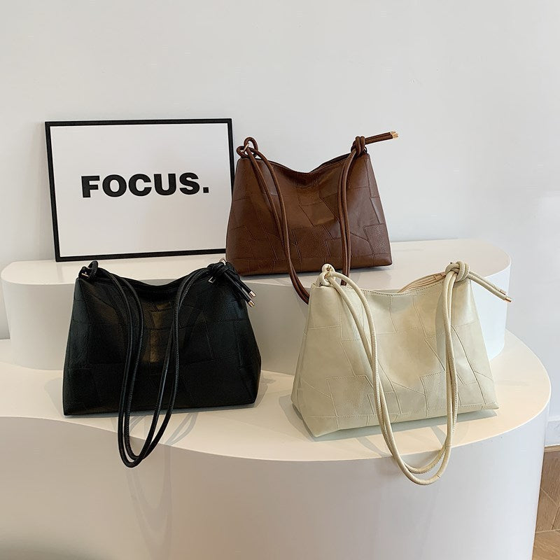 PU Leather Suitcase Tote Bag with Zipper Pocket Travel Shoulder Handbag Black - by Teleplus