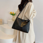 PU Leather Suitcase Tote Bag with Zipper Pocket Travel Shoulder Handbag Black - by Teleplus