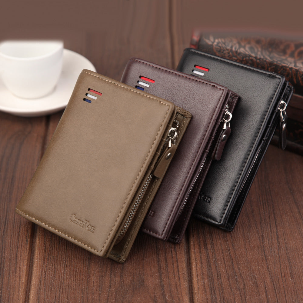 PU Leather Wallet with Opening Zipper Buckle for United States and CHF Buyers - Men’s No Demagnetization Drama united