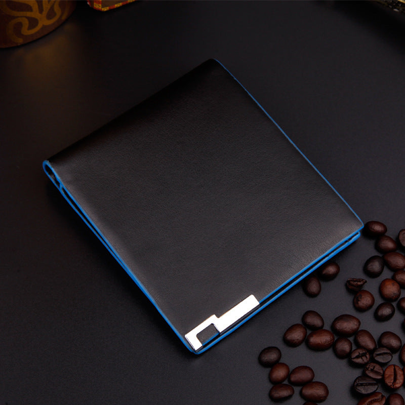PU Leather Wallet with Secret Compartments for US and CHF Currency - Multicolor Blue Edge Metal Feet united states chf