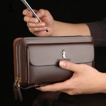 PU Leather Zipper Wallet for Men and Women in Khaki Black or Brown - Stylish Who Mean Business united states chf zipper