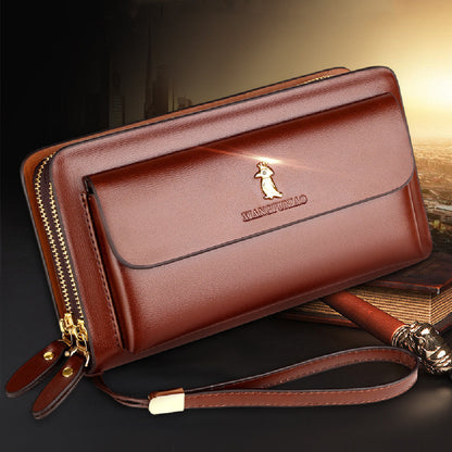 PU Leather Zipper Wallet for Men and Women in Khaki Black or Brown - Stylish Who Mean Business united states chf zipper
