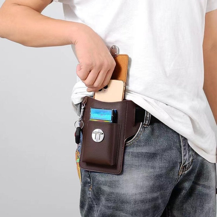 PU Square Vertical Luggage Bag Brown Durable Leather Grain for United States and CHF - Belt Bliss: Upgraded Version