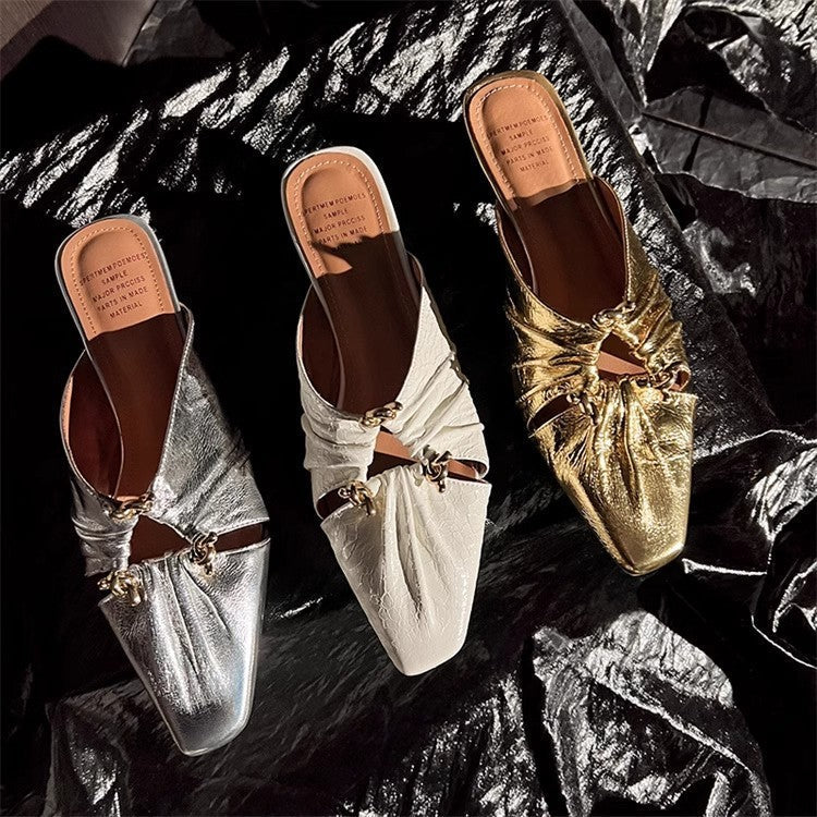 PU Toe Bracket Square Head Gold Milky White Silver Shoe Covers for Low Heels - Teleplus in toe bracket square head shoe