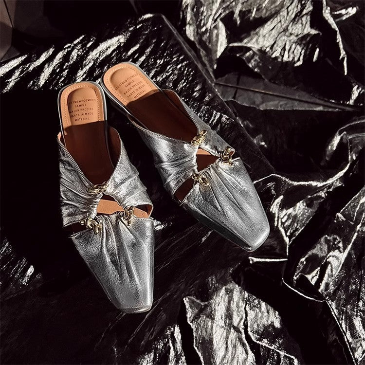 PU Toe Bracket Square Head Gold Milky White Silver Shoe Covers for Low Heels - Teleplus in toe bracket square head shoe