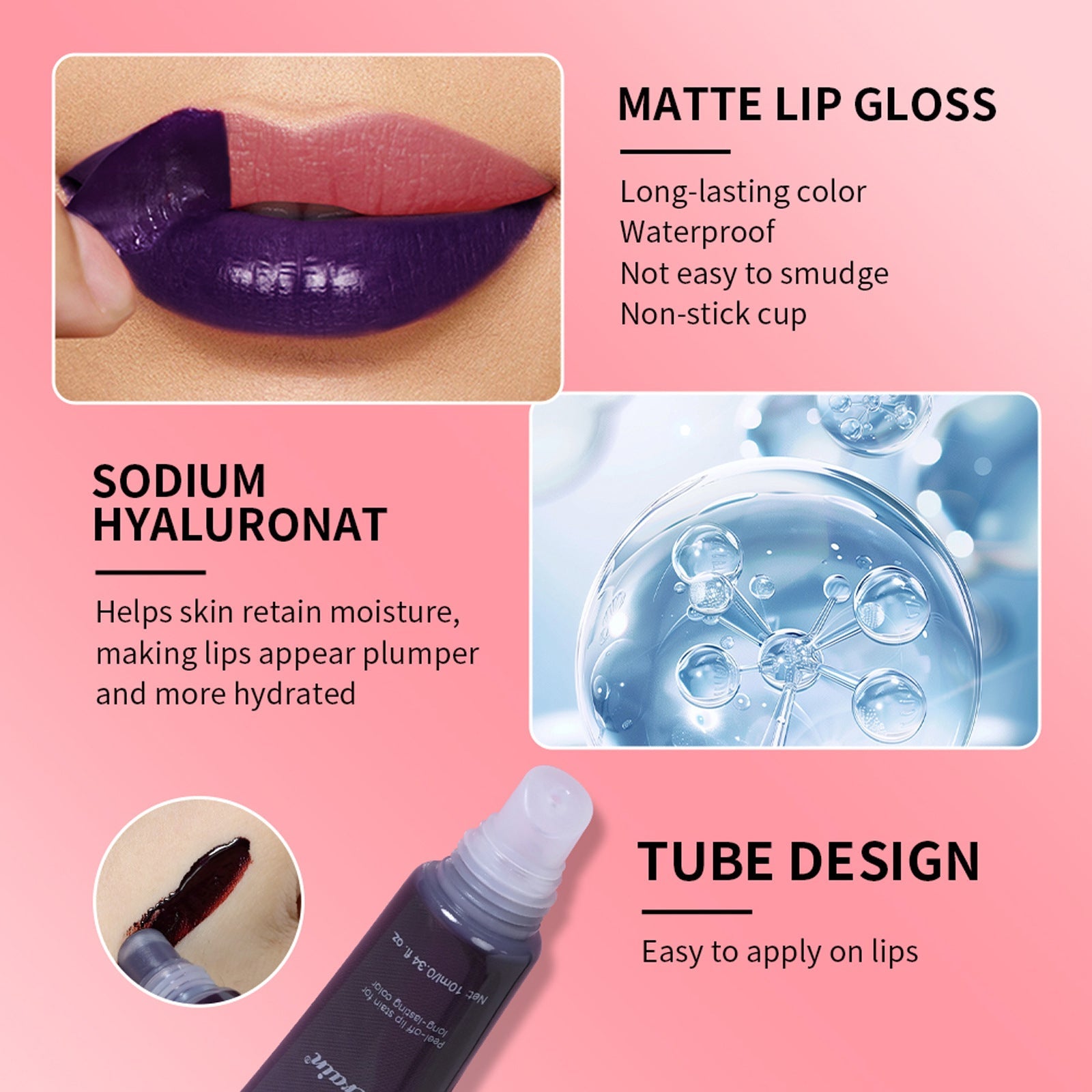 Pull Lip Gloss Mattes Set Light Pink and Cool Rose for Discoloration Improvement - Matte pull lip gloss matte finish