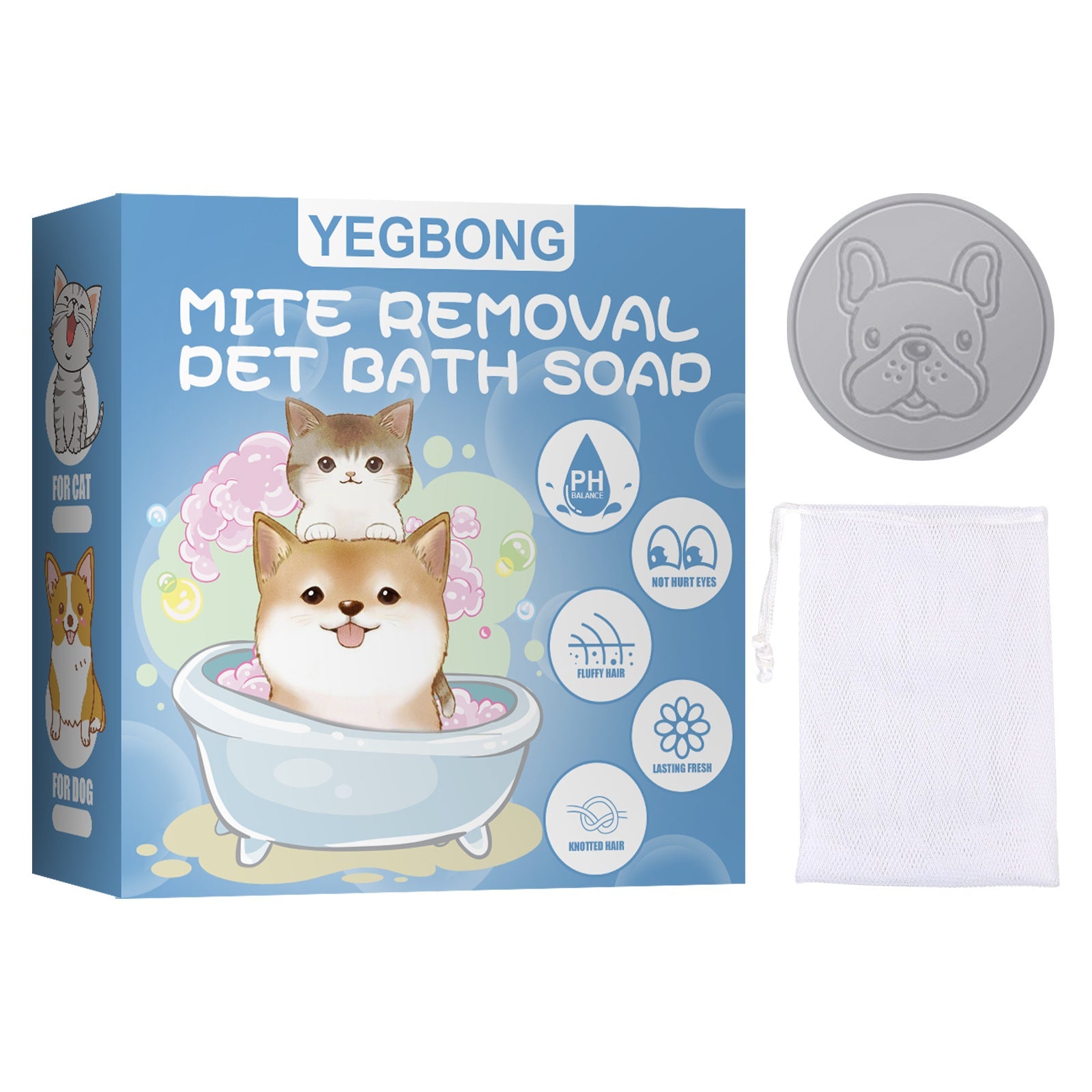 Puppy Bath Soap with Bubble Net Gentle Pet Shampoo for Dogs and Puppies - Dog Teleplus