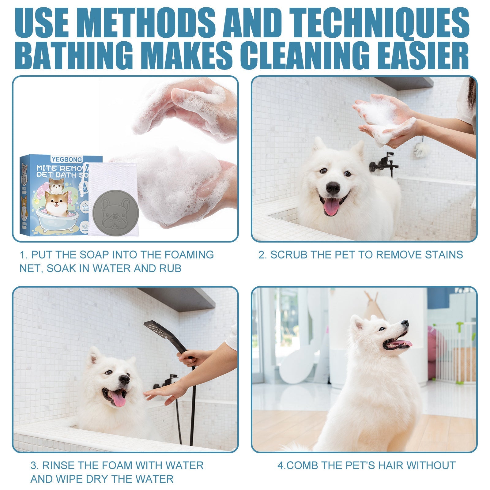 Puppy Bath Soap with Bubble Net Gentle Pet Shampoo for Dogs and Puppies - Dog Teleplus