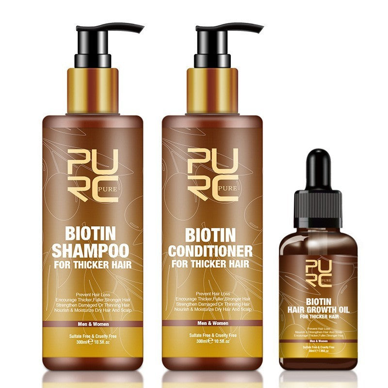 PURC Hair Care Ginger Biotin Three-piece Shampoo Conditioner Repair Dry And Frizz Essential Oil - PURC Hair Care Ginger