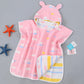 Pure Cotton Gauze Bath Towel Cape for Babies with Hat and Ears - Teleplus bath towel cape pure cotton gauze