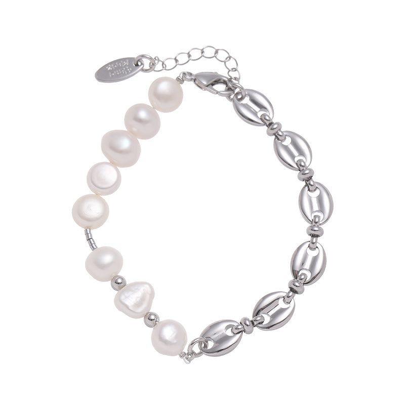 Pure Natural Freshwater Pearl Bracelet - Pure Natural Freshwater Pearl Bracelet in White Gold