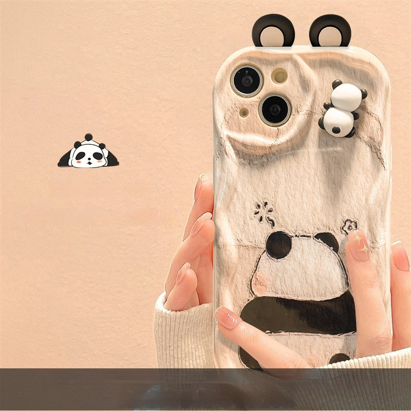 Pure White Black Panda Doll Cartoon Phone Case with Fall Protection Silicone - for Quirky panda doll cartoon phone case
