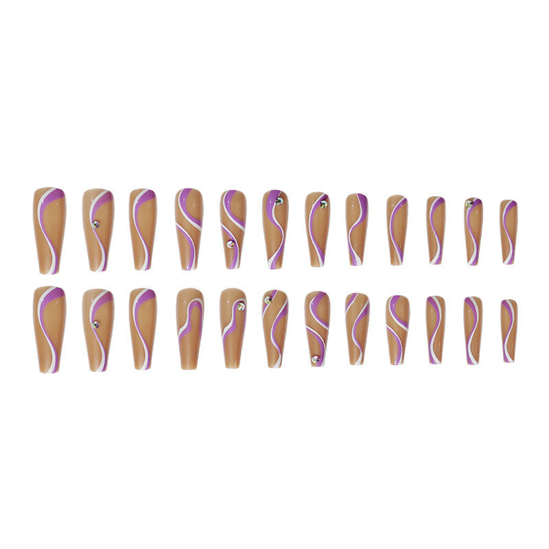 Purple Flat Trapezoidal Line Nail Tips for Ladies United States Pack - Teleplus US flat trapezoidal line united states