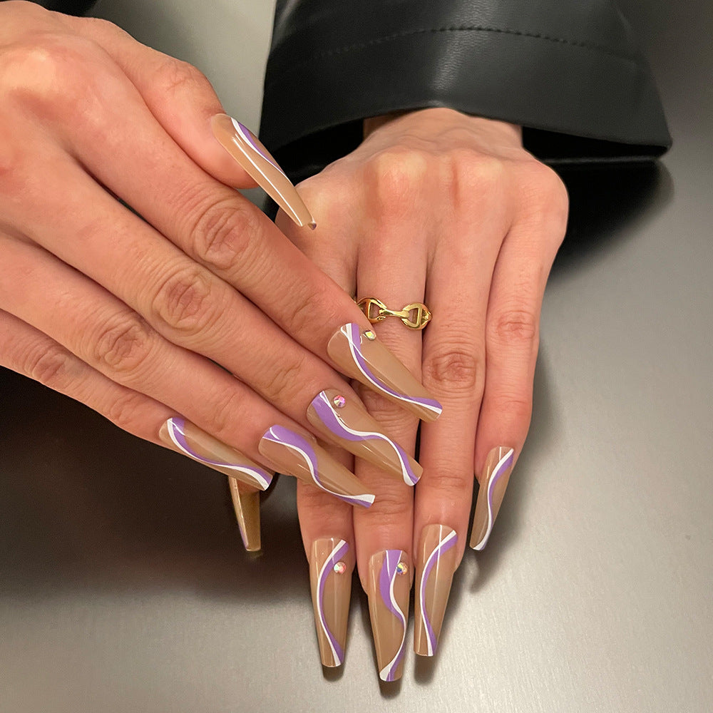 Purple Flat Trapezoidal Line Nail Tips for Ladies United States Pack - Teleplus US flat trapezoidal line united states