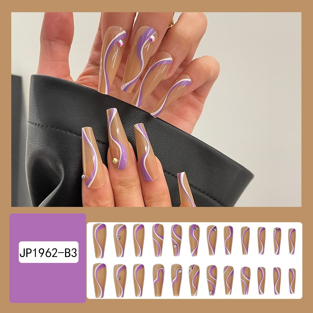 Purple Flat Trapezoidal Line Nail Tips for Ladies United States Pack - Teleplus US flat trapezoidal line united states