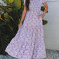 Purple Long Sleeve Maxi Dress Womens Sweet Summer Casual Polyester Skirt - Women