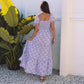 Purple Long Sleeve Maxi Dress Womens Sweet Summer Casual Polyester Skirt - Women